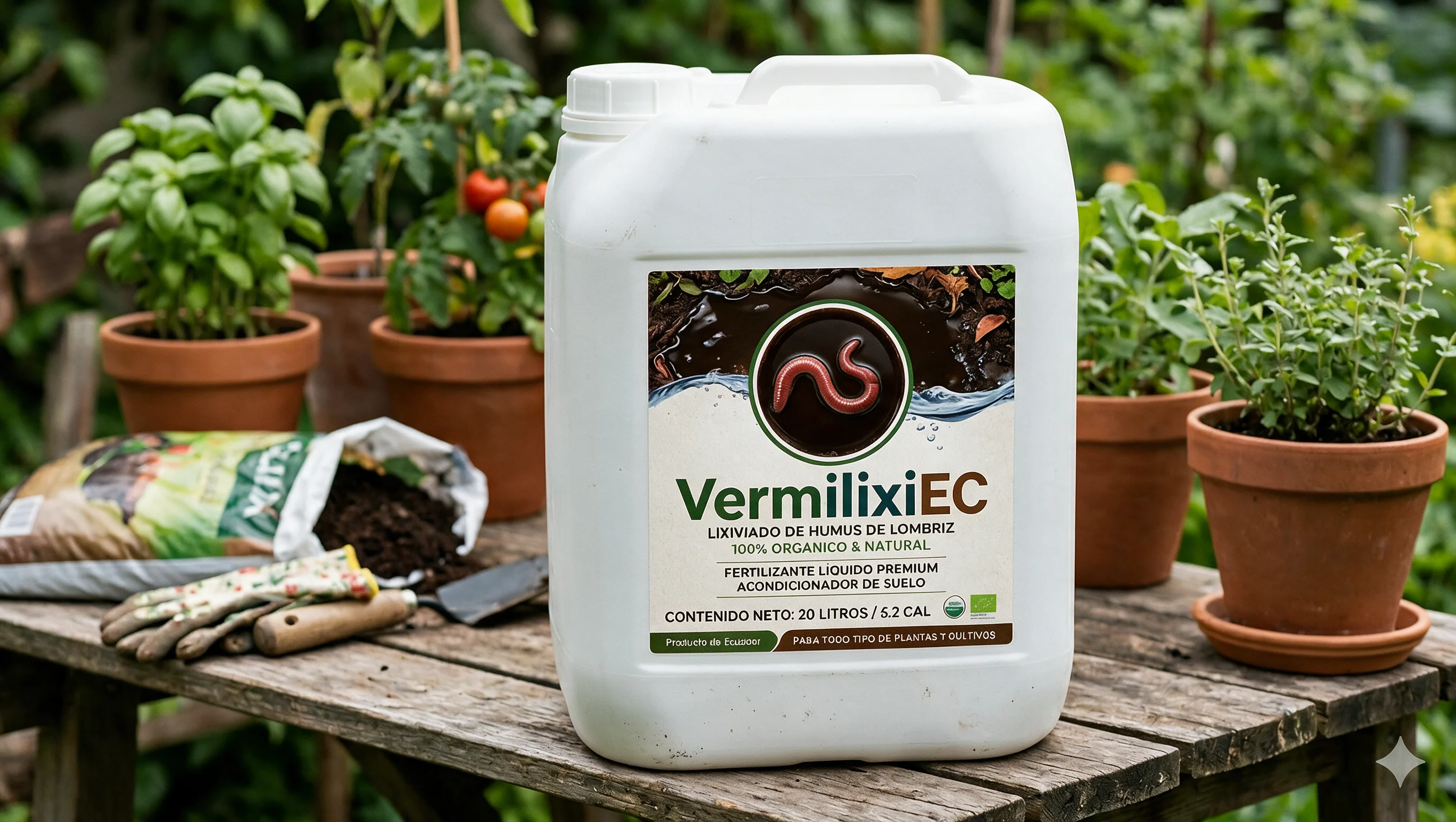 VermilixiEC, lixiviado de humus de lombriz en caneca de 20 litros